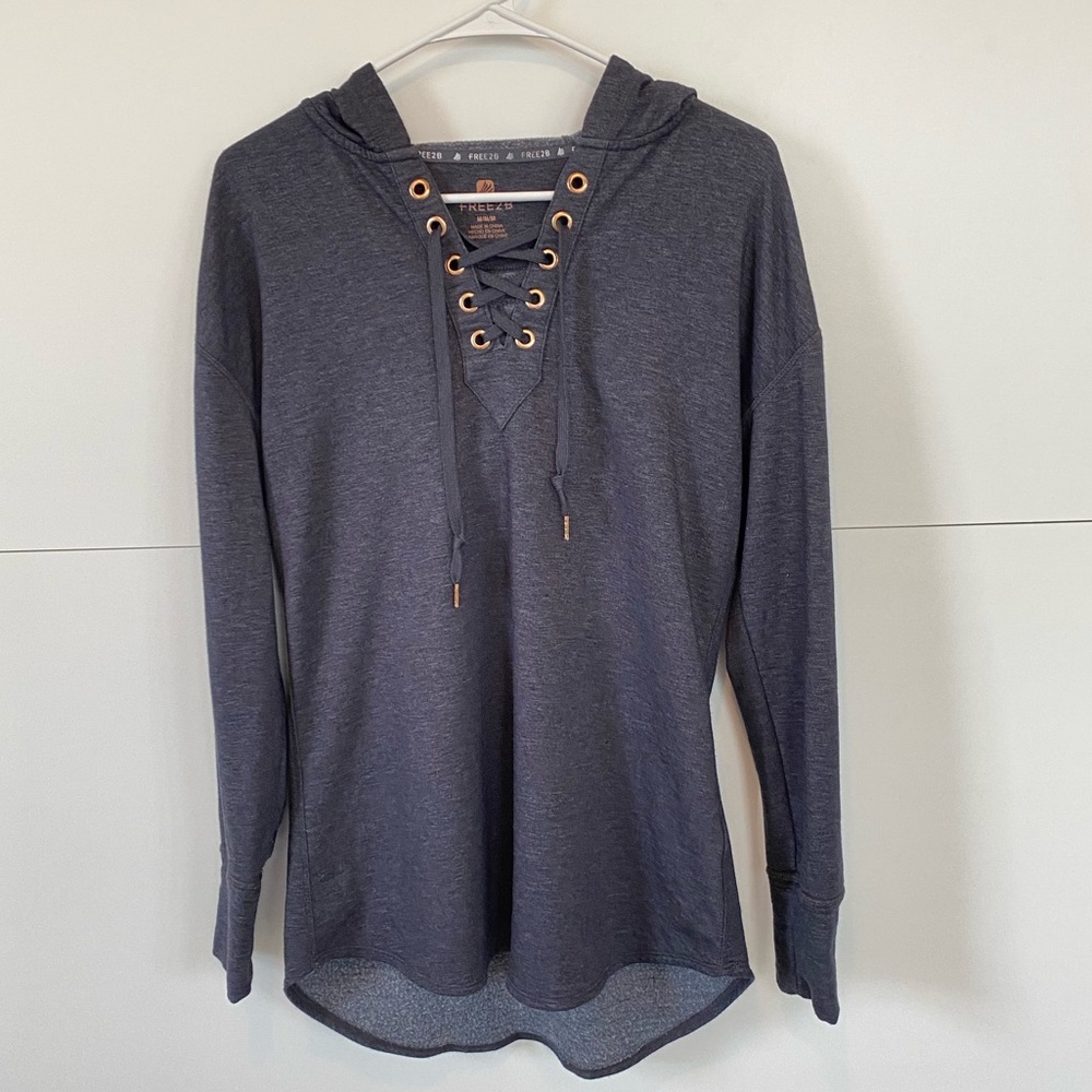 Grey lace up pullover